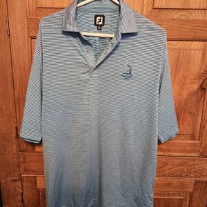 FootJoy FJ Blue Striped Men's Golf Polo Pinehurst Shirt L